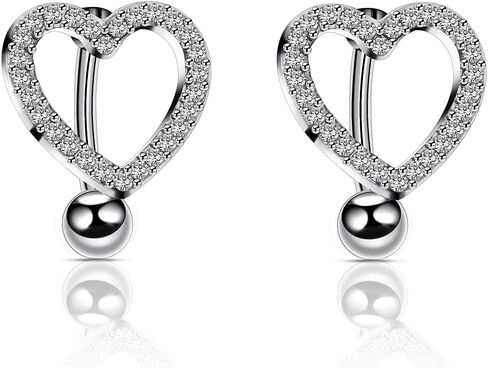 Heart Belly Button Rings Pave CZ Crystal Top Down Belly Rings 14G Surgical Steel Navel Piercing Jewelry in Saudi Arabia