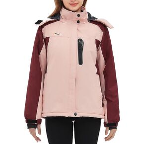 Kugnala Women‘s Waterproof Winter Jacket Skiing Warm Fleece Snow Coat Hooded Windproof Raincoat S-3XL