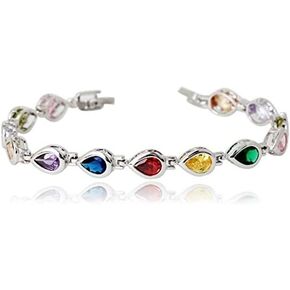 Crystalline Azuria Women 18K White or Rose Gold Plated Teardrops Zirconia Crystals Tennis Bracelet for Women