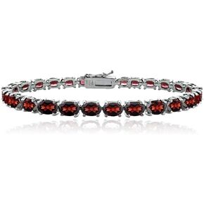 Ice Gems Sterling Silver Genuine or Created Gemstone 6x4mm Oval Tennis Bracelet