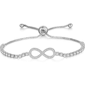 سوار التنس Reyife CZ Infinity للنساء، قابل للتعديل 18K مطلية بالذهب سلسلة مربعة أساور Bolo Bling Love Classic Jewelry Grils Gift in Kuwait