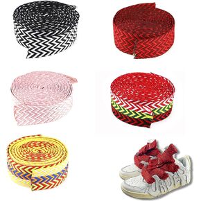 أربطة أحذية سميكة من Clzemo مقاس 47 بوصة، أربطة أحذية عريضة جدًا، أربطة أحذية ملونة لتزيين الأحذية الرياضية - 5 أزواج in Kuwait