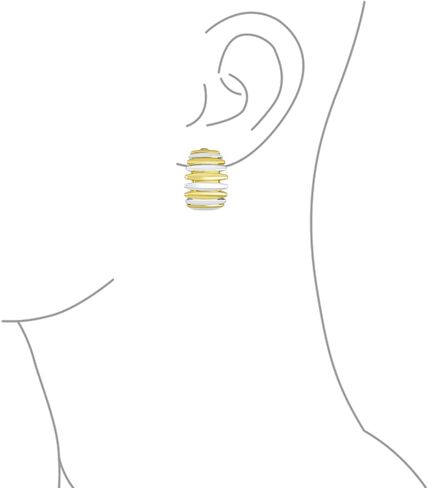 Geometric Modern Shrimp Half Hoop Classic Vertical Stripe Two Tone Dome Clip On Earrings For Women Non Pierced Ears Gold Silver Plated in Saudi Arabia