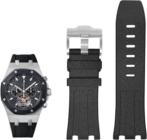 سوار ساعة مطاطي RBIPO متوافق مع ساعة Audemars Piguet AP Royal Oak Offshore 15703 15710 15400 26470 26400 للرجال حزام ساعة رياضية مقاوم للماء للغوص 28 مم in Kuwait