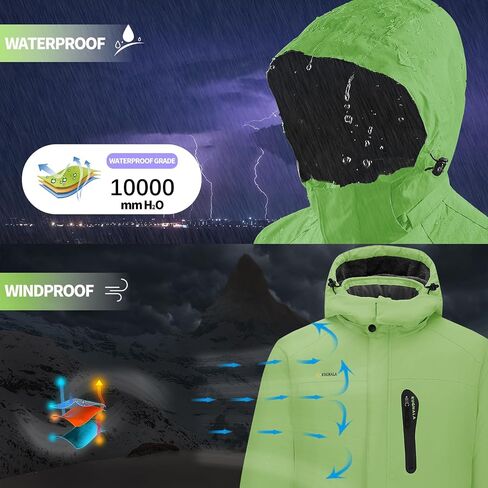Kugnala Women‘s Waterproof Winter Jacket Skiing Warm Fleece Snow Coat Hooded Windproof Raincoat S-3XL in Kuwait