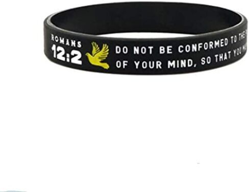 LG Gifts Ltd. Religious Black Rubber Bible Verse Faith Bracelet | Coloured Silicone Christian Wristband For Men and Women in Saudi Arabia