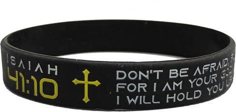 LG Gifts Ltd. Religious Black Rubber Bible Verse Faith Bracelet | Coloured Silicone Christian Wristband For Men and Women in Saudi Arabia