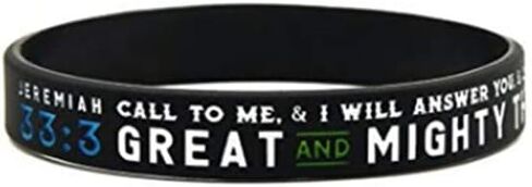LG Gifts Ltd. Religious Black Rubber Bible Verse Faith Bracelet | Coloured Silicone Christian Wristband For Men and Women in Saudi Arabia