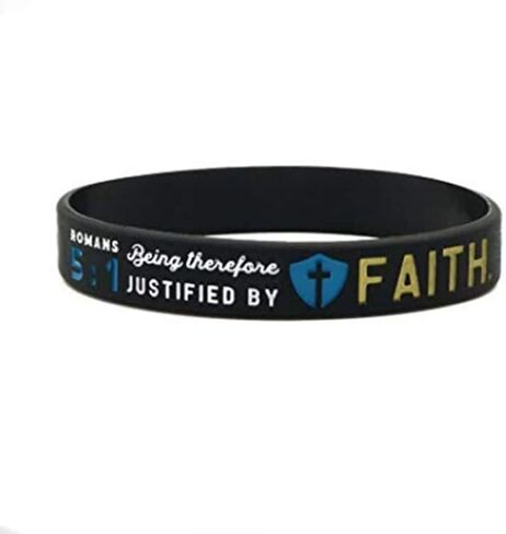 LG Gifts Ltd. Religious Black Rubber Bible Verse Faith Bracelet | Coloured Silicone Christian Wristband For Men and Women in Saudi Arabia