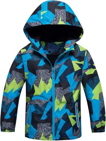 ACESTAR Boys Girls Waterproof Rain Jacket Hooded Fleece Lined Light Windbreaker Outdoor Raincoats for Kids in Saudi Arabia