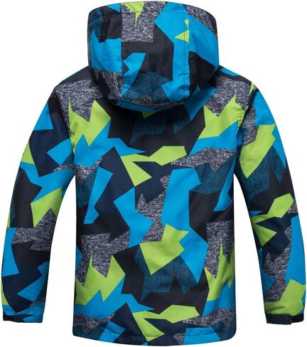 ACESTAR Boys Girls Waterproof Rain Jacket Hooded Fleece Lined Light Windbreaker Outdoor Raincoats for Kids in Saudi Arabia