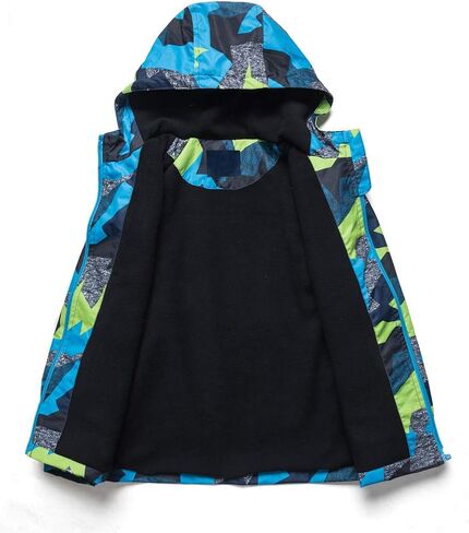ACESTAR Boys Girls Waterproof Rain Jacket Hooded Fleece Lined Light Windbreaker Outdoor Raincoats for Kids in Saudi Arabia