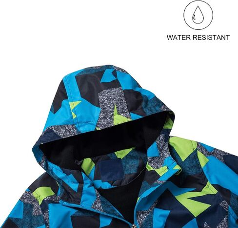 ACESTAR Boys Girls Waterproof Rain Jacket Hooded Fleece Lined Light Windbreaker Outdoor Raincoats for Kids in Saudi Arabia