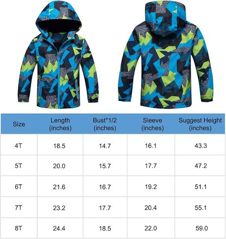 ACESTAR Boys Girls Waterproof Rain Jacket Hooded Fleece Lined Light Windbreaker Outdoor Raincoats for Kids in Saudi Arabia