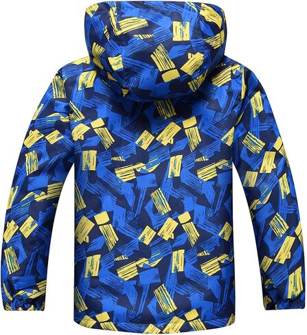 ACESTAR Boys Girls Waterproof Rain Jacket Hooded Fleece Lined Light Windbreaker Outdoor Raincoats for Kids in Kuwait