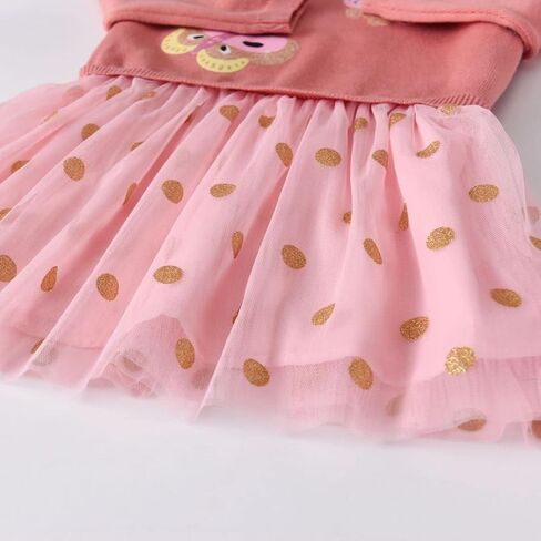 VIKITA Girls Knitted Dress Long Sleeve Sweater Tutu Tulle Party Dresses Toddler Kids Birthday Outfit in Kuwait