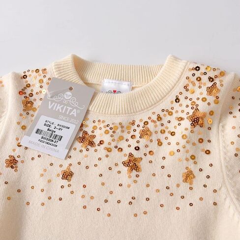 VIKITA Girls Knitted Dress Long Sleeve Sweater Tutu Tulle Party Dresses Toddler Kids Birthday Outfit in Saudi Arabia