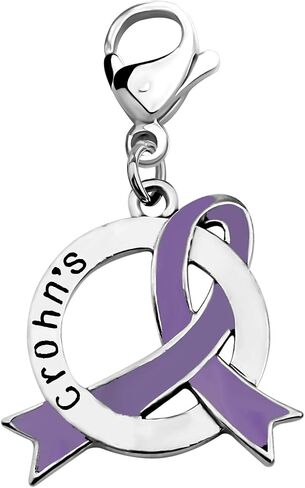 CENWA Crohns Awareness Purple Ribbon Charm Zipper Pull Crohns Warrior Crohns Jewelry Crohns Awareness Gift in Saudi Arabia