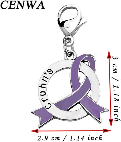 CENWA Crohns Awareness Purple Ribbon Charm Zipper Pull Crohns Warrior Crohns Jewelry Crohns Awareness Gift in Saudi Arabia