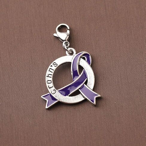CENWA Crohns Awareness Purple Ribbon Charm Zipper Pull Crohns Warrior Crohns Jewelry Crohns Awareness Gift in Saudi Arabia