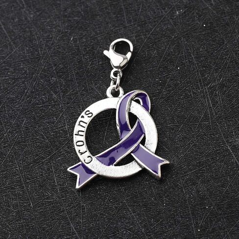 CENWA Crohns Awareness Purple Ribbon Charm Zipper Pull Crohns Warrior Crohns Jewelry Crohns Awareness Gift in Saudi Arabia