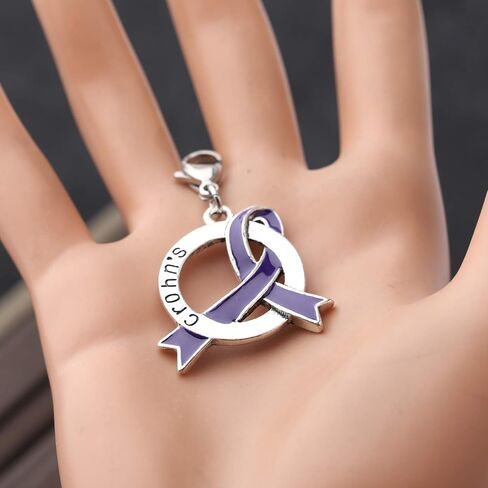 CENWA Crohns Awareness Purple Ribbon Charm Zipper Pull Crohns Warrior Crohns Jewelry Crohns Awareness Gift in Saudi Arabia