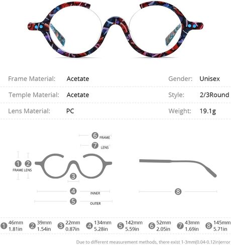 HEPIDEM Acetate Glasses Men,New Round Vintage Retro Optical Eyeglasses Frame for Women in Saudi Arabia