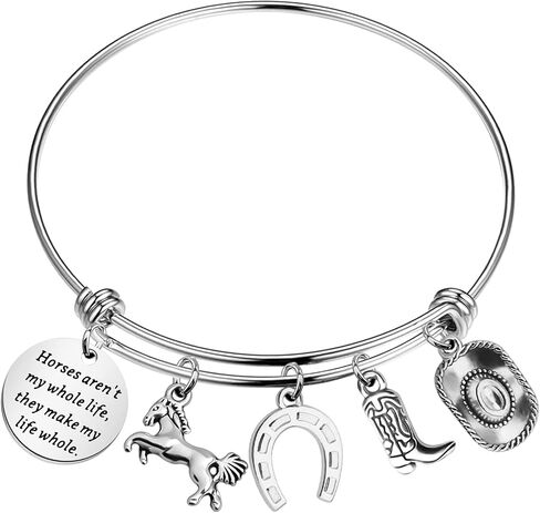 PLITI Horse Charm Bracelet Cowgirl Jewelry Horse Lover Equestrian Gift Horses Aren't My Whole Life They Make My Life Whole Horseshoe Charm Bangle in Saudi Arabia