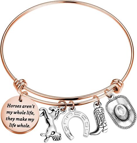 PLITI Horse Charm Bracelet Cowgirl Jewelry Horse Lover Equestrian Gift Horses Aren't My Whole Life They Make My Life Whole Horseshoe Charm Bangle in Saudi Arabia