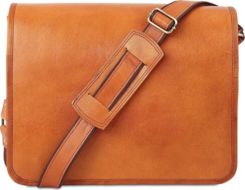 حقيبة كمبيوتر محمول على الكتف من URBAN LEATHER - حقيبة يد مصنوعة يدويًا باللون البني العتيق للرجال in Kuwait