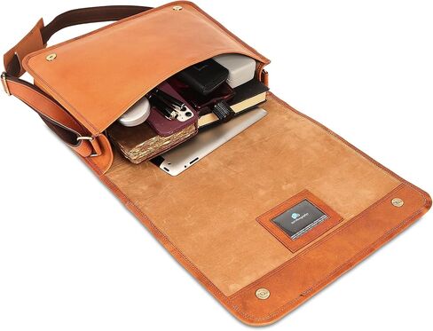 حقيبة كمبيوتر محمول على الكتف من URBAN LEATHER - حقيبة يد مصنوعة يدويًا باللون البني العتيق للرجال in Kuwait