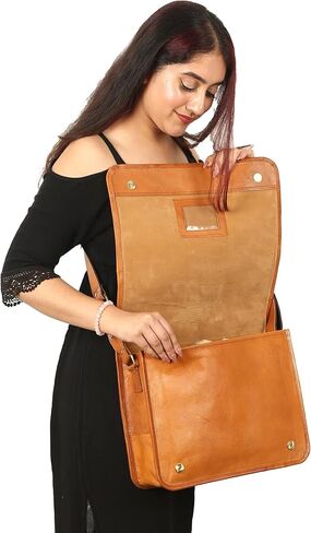 حقيبة كمبيوتر محمول على الكتف من URBAN LEATHER - حقيبة يد مصنوعة يدويًا باللون البني العتيق للرجال in Kuwait