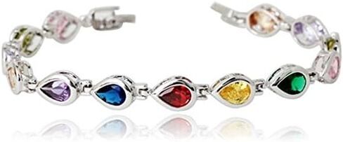 سوار التنس كريستالين أزوريا للنساء 18 قيراط مطلي بالذهب الأبيض أو الوردي على شكل دموع زركونيا وكريستال in Kuwait