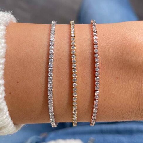 ADINA EDEN 14K Gold Plated Cubic Zirconia Tennis Bracelets For Women, Sterling Silver Gold Bracelets 6.75 Inch Bracelets in Saudi Arabia
