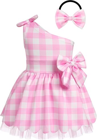 Baby Girl Pink Gingham Outfit Pink Plaid Dress with Hat Toddler Blue White Polka Dot Princess Dress Outfits in Saudi Arabia