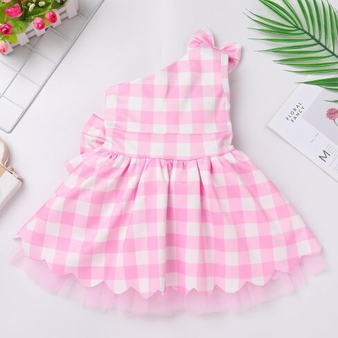 Baby Girl Pink Gingham Outfit Pink Plaid Dress with Hat Toddler Blue White Polka Dot Princess Dress Outfits in Saudi Arabia
