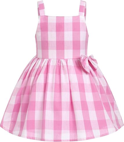 Baby Girl Pink Gingham Outfit Pink Plaid Dress with Hat Toddler Blue White Polka Dot Princess Dress Outfits in Kuwait