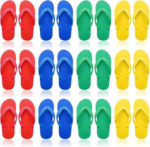 Halfchet Pack of 12 Unisex Kids' Flip Flops Bulk Multi Colors Child Boys Girls Flip Flops for Big Kids Non Slip Kids' Flip Flops for Summer Sport Beach Pool Party and Water Games in Saudi Arabia