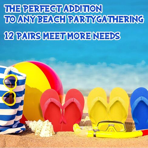 Halfchet Pack of 12 Unisex Kids' Flip Flops Bulk Multi Colors Child Boys Girls Flip Flops for Big Kids Non Slip Kids' Flip Flops for Summer Sport Beach Pool Party and Water Games in Saudi Arabia
