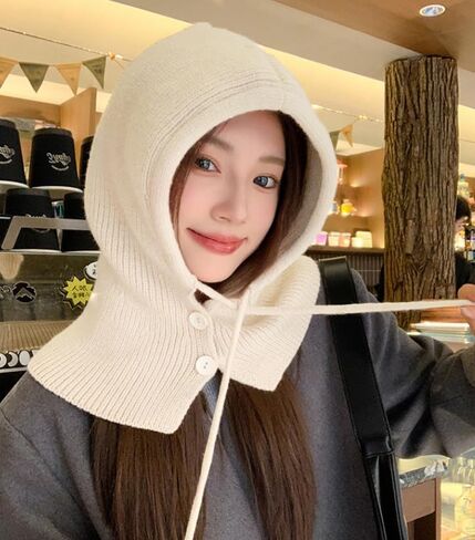 قبعة الشتاء مع وشاح Infinity Hood - بالاكلافا لتدفئة الرقبة النسائية - قبعة صغيرة بقلنسوة مضلعة YZX0230 in Kuwait