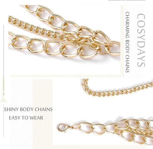Cosydays Punk Harness Belly Chain Gold Beach Body Chain Summer Chain Bikini Waist Sexy Party Body Chain Jewelry for Women and Girls in Saudi Arabia