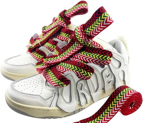 أربطة أحذية سميكة من Clzemo مقاس 47 بوصة، أربطة أحذية عريضة جدًا، أربطة أحذية ملونة لتزيين الأحذية الرياضية - 5 أزواج in Kuwait