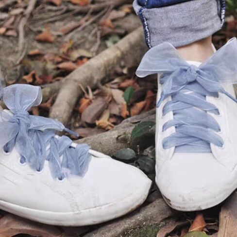 ZUYYON 6 Pair Shoelaces Soft Casual Flat Satin Ribbon Shoelace for Women Girls Sneaker Shoestrings, 43.3In Long 4cm Wide in Saudi Arabia