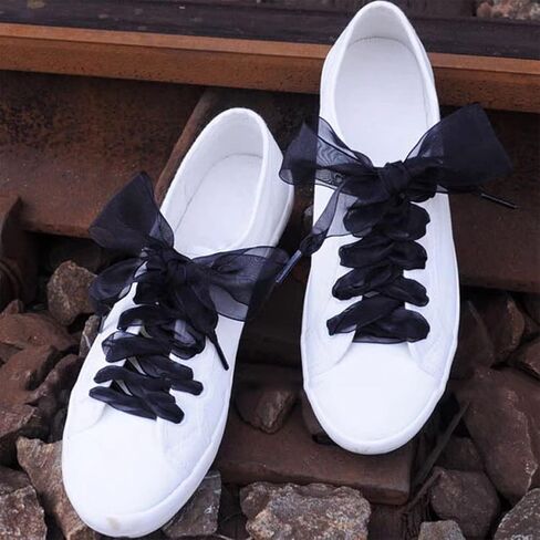 ZUYYON 6 Pair Shoelaces Soft Casual Flat Satin Ribbon Shoelace for Women Girls Sneaker Shoestrings, 43.3In Long 4cm Wide in Saudi Arabia