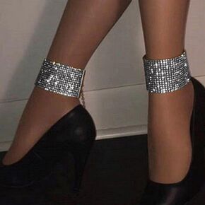 EVILD Glitter Rhinestone Anklet Silver Tassel Fashion Crystal Ankle Bracelet Sparky Party Club Anklets Tennis Rhinestone Foot Jewelry for Women and Girls in Kuwait