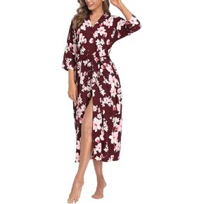 Women's Long Nightgown Soft Robes Knit Kimono Lightweight Loungewear Bathrobe Rayon Sleepwear Pajamas with Pockets in Saudi Arabia