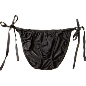ZXLRUUO Men's Bikini String Thong Briefs Ice Silk Side Tie Pouch Shorts Underwear Comfortable G String Adjustable Swimwear
