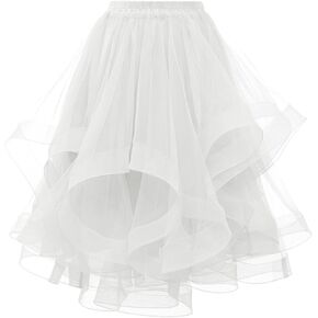DRESSTELLS Tulle Skirts, Tutus for Women,Party Knee Length Night Out Skirt, Cute Puffy Wedding Midi Skirts