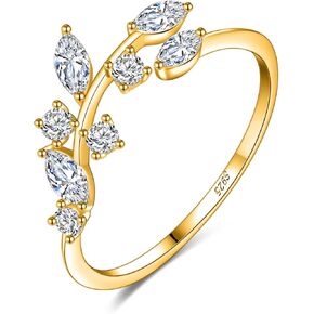 BLEMSA CZ S925 Sterling Silver Leaf Design Ring for Women, Eternity Band Ring, Adjustable in Saudi Arabia