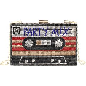 ZLM BAG US Retro Cassette Evening Clutch Purse Crystal Inlaid Bling Crossbody Shoulder Bag for Graduation Wedding Party in Saudi Arabia